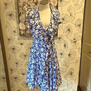 Draper James Blue and White Flutter Sleeve Sundress